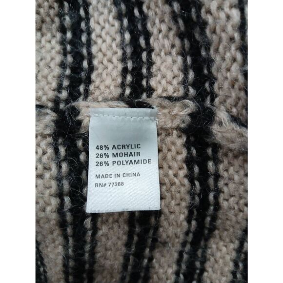 Wallace womens medium slouchy sweater mohair boho stripe sand beige tan black - Picture 7 of 8